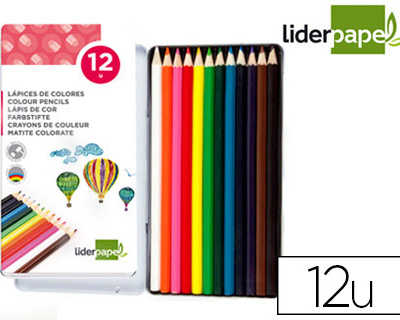 crayon-couleur-liderpapel-bois-hexagonal-mine-extra-r-sistante-174-5mm-12-coloris-assortis-tui-m-tallique