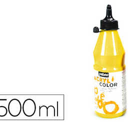 gouache-acrylique-pabao-acrylc-olor-indalabile-couvrante-brillante-tous-supports-coloris-jaune-primaire-flacon-500ml