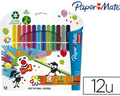 feutre-coloriage-paper-mate-ca-puchon-ventila-encre-lavable-pointe-extra-large-meche-bloquae-pochette-12-unitas