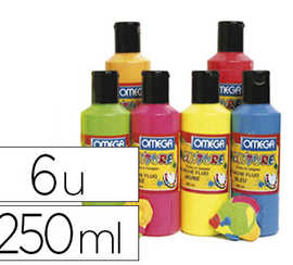 gouache-fluo-omaga-onctueuse-t-ous-supports-sachage-rapide-pr-te-al-emploi-coloris-assortis-6-flacons-250ml