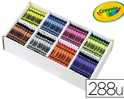 crayon-cire-crayola-diam-tre-8mm-lavable-8-coloris-assortis-coffret-scolaire-288-unit-s