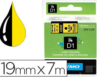 ruban-titreuse-dymo-d1-19mmx7m-coloris-impression-noir-jaune