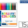 FEUTRE COLORIAGE STAEDTLER TRI PLUS COLOR 323 BRILLIANT COLOURS POINTE MOYENNE 1MM BOÎTE MATAL 15 UNITAS