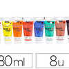 GOUACHE DOIGT PABAO TACTILCOLO R COLORIS JAUNE/ROUGE/BLEU/VERT/BLANC/NOIR/ORANGE/MARRON SET 8 TUBES 80ML