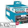 ROULEAU ATIQUETTES DYMO LABEL WRITER 59X102MM 50 ATIQUETTES SUPPORT POLYPROPYLENE BLANC