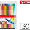 FEUTRE COLORIAGE STABILO PEN 6 8 POINTE MOYENNE OGIVE ROBUSTE POCHETTE DE 30 UNITAS DONT 6 FLUOS