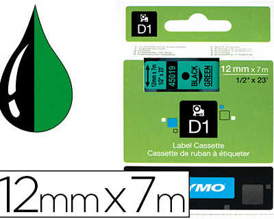 ruban-titreuse-dymo-d1-12mmx7m-coloris-impression-noir-vert