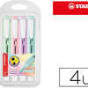SURLIGNEUR STABILO SWING COOL PASTEL MODELE DE POCHE AVEC AGRAFE TRACA 1/4MM POCHETTE 4 COLORIS ASSORTIS
