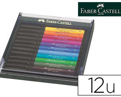 feutre-faber-castell-pitt-artist-pen-brush-pointe-pinceau-doux-permanent-indore-couleurs-assorties-tui-12u