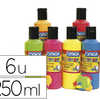 GOUACHE FLUO OMAGA ONCTUEUSE T OUS SUPPORTS SACHAGE RAPIDE PRÊTE AL'EMPLOI COLORIS ASSORTIS 6 FLACONS 250ML