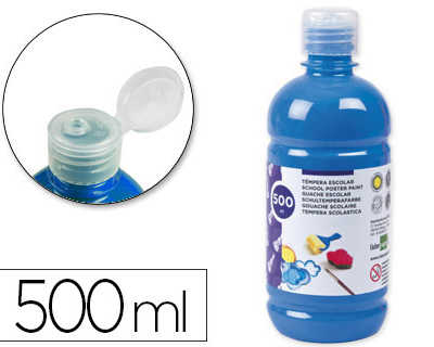 gouache-scolaire-liderpapel-liquide-lavable-fermeture-s-curit-brillante-coloris-bleu-flacon-500ml