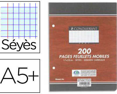 feuillet-mobile-conquarant-sep-t-a5-170x220mm-200-pages-90g-sayes-perfora-coloris-blanc