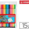 FEUTRE COLORIAGE STABILO PEN 6 8 POINTE MOYENNE OGIVE ROBUSTE POCHETTE DE 15 UNITAS DONT 5 FLUOS