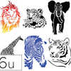 POCHOIR CULTURE CLUB ANIMAUX P LASTIQUE LAVABLE A4 ZEBRE PANTHERE LION ALAPHANT GIRAFE TIGRE LOT 6 UNITAS