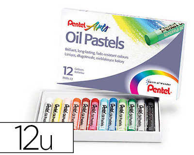 pastel-huile-pentel-corps-rond-enrobage-papier-non-salissant-diametre-10mm-bo-te-12-unitas