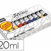 GOUACHE ACRYLIQUE PABAO STUDIO ACRYLICS 1 BROSSE SOIE BEAU BLANC OFFERTE BOÎTE 10 TUBES 20ML