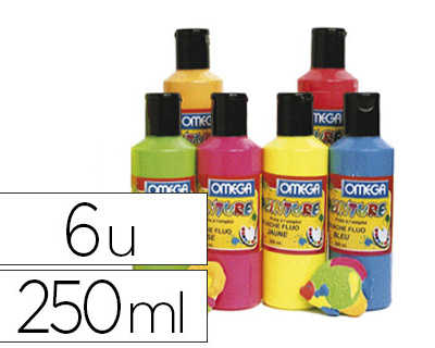 gouache-fluo-omaga-onctueuse-t-ous-supports-sachage-rapide-pr-te-al-emploi-coloris-assortis-6-flacons-250ml