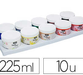 gouache-doigt-pabao-tacticolor-socle-plastique-coloris-assortis-10-pots-225ml