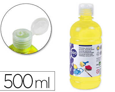 gouache-scolaire-liderpapel-liquide-lavable-fermeture-s-curit-brillante-coloris-jaune-flacon-500ml