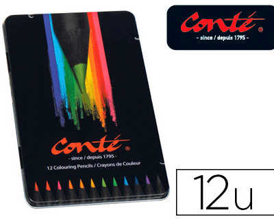 crayon-couleur-conta-sans-bois-corps-noir-mat-bo-te-matal-12-unitas