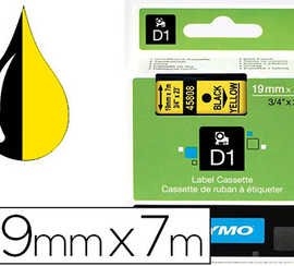 ruban-titreuse-dymo-d1-19mmx7m-coloris-impression-noir-jaune