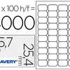 ÉTIQUETTE ADHÉSIVE AVERY EXPÉDITEUR LASER JET D'ENCRE 45.7X25.4MM BLANCHE ENLEVABLE SANS TRACE BOÎTE 4000 UNITÉS