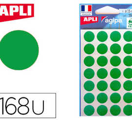 pastille-adhasive-apli-agipa-d-iametre-15mm-coloris-vert-pochette-168-unitas