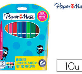 feutre-paper-mate-pinsocolor-pointe-pinceau-souple-encre-lavable-couleurs-assorties-pochette-10-u